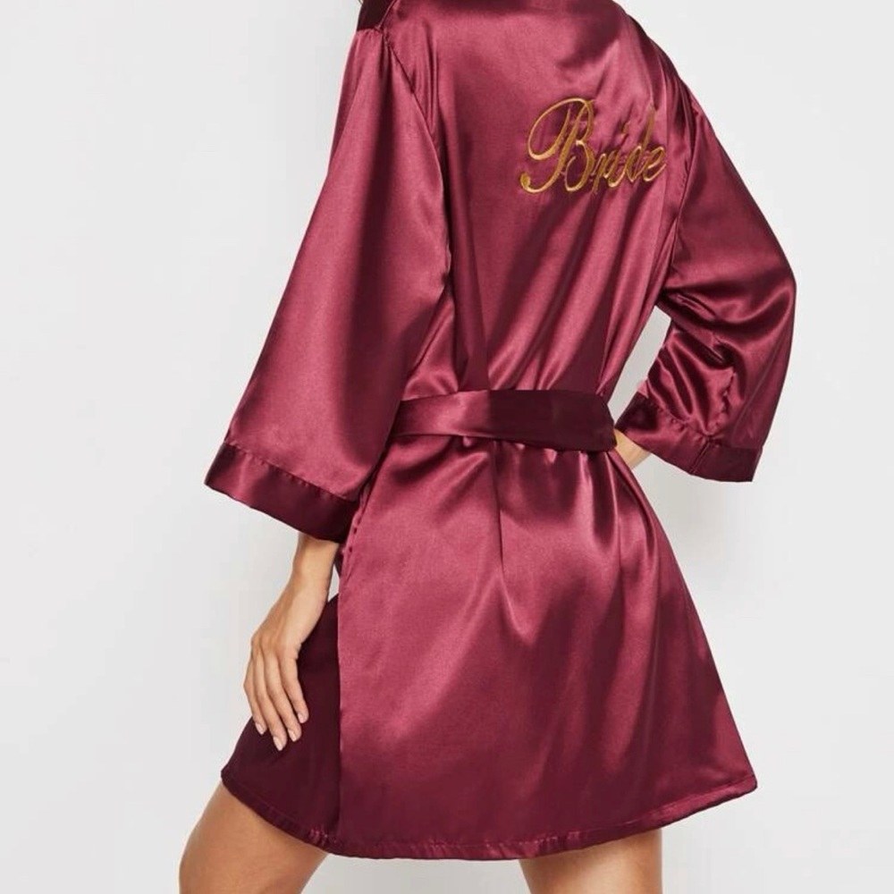 Elegant Burgundy Satin Robe